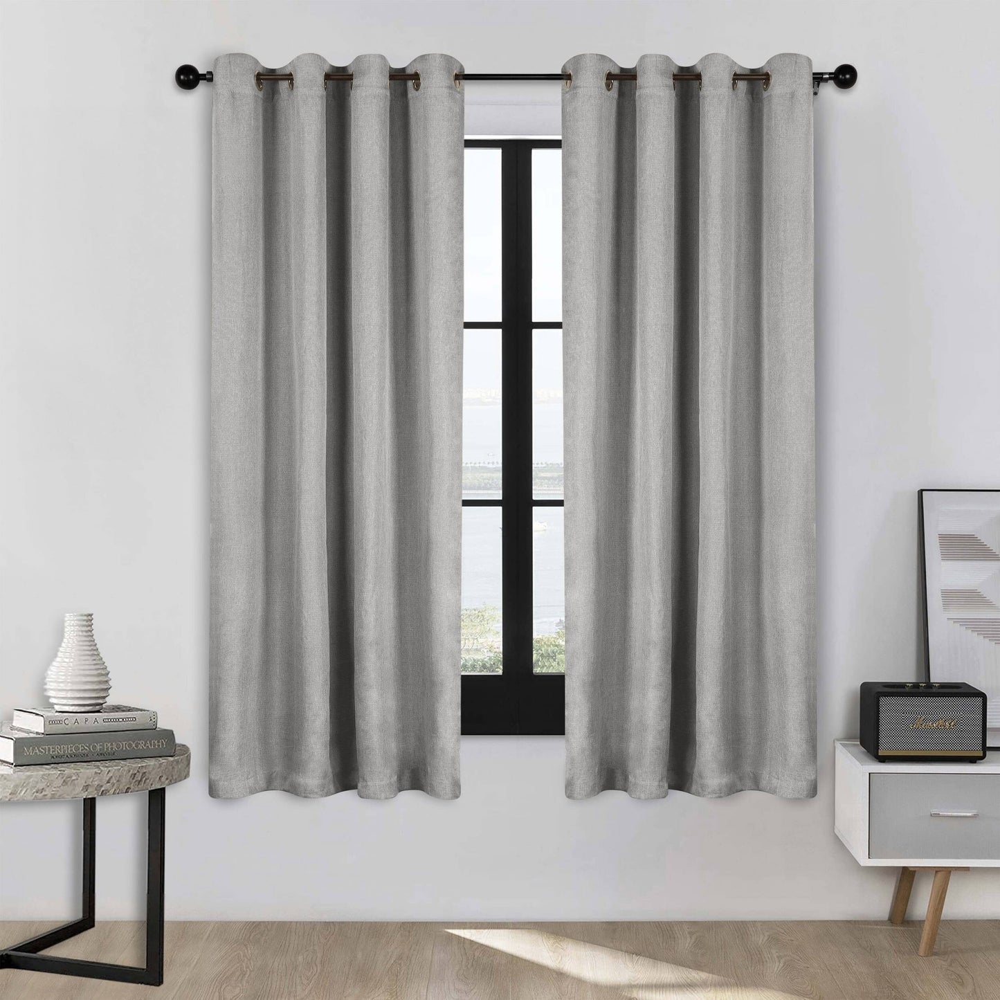 Superior Linen Washable Room Darkening Curtains, Set of 2 Panels
