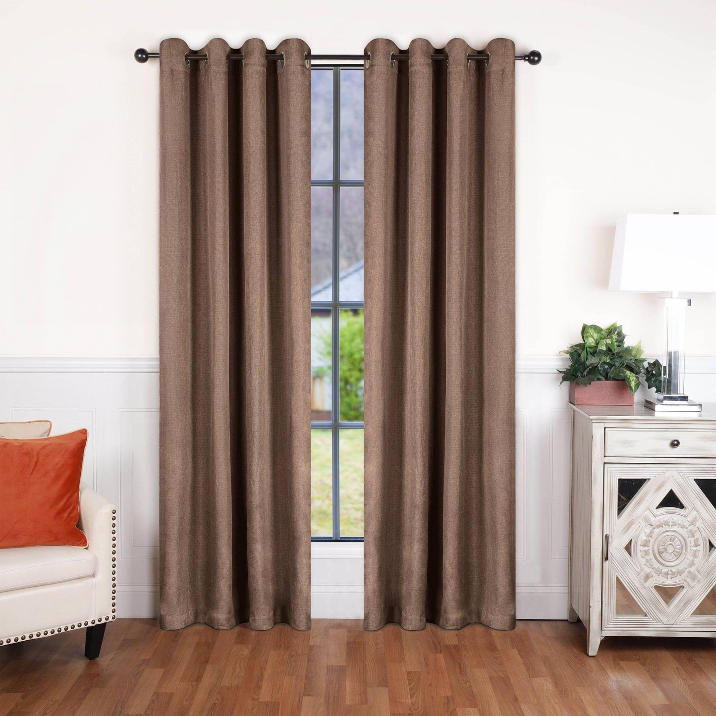 Superior Linen Washable Room Darkening Curtains, Set of 2 Panels