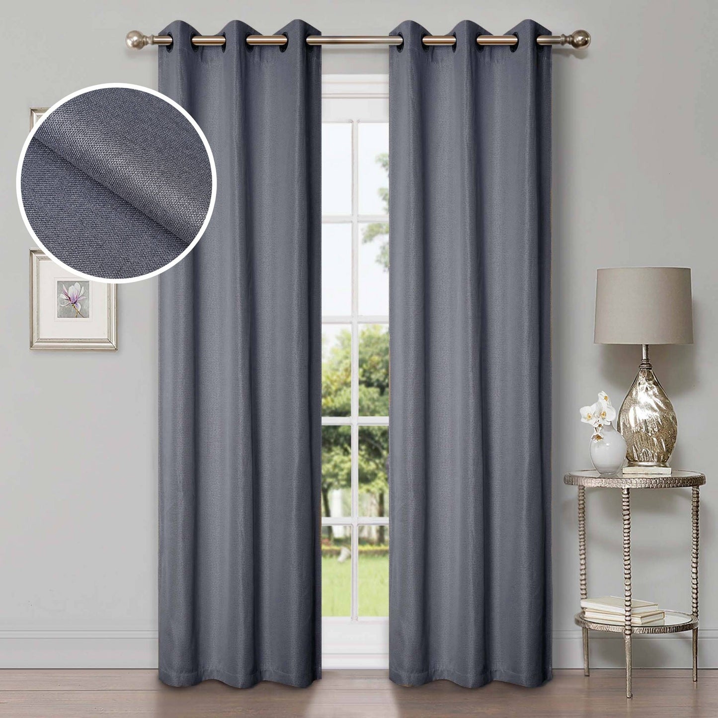 Superior Linen Washable Room Darkening Curtains, Set of 2 Panels