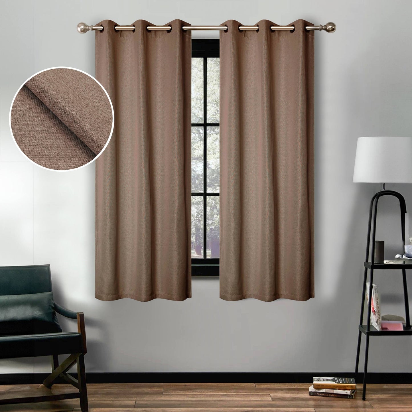 Superior Linen Washable Room Darkening Curtains, Set of 2 Panels