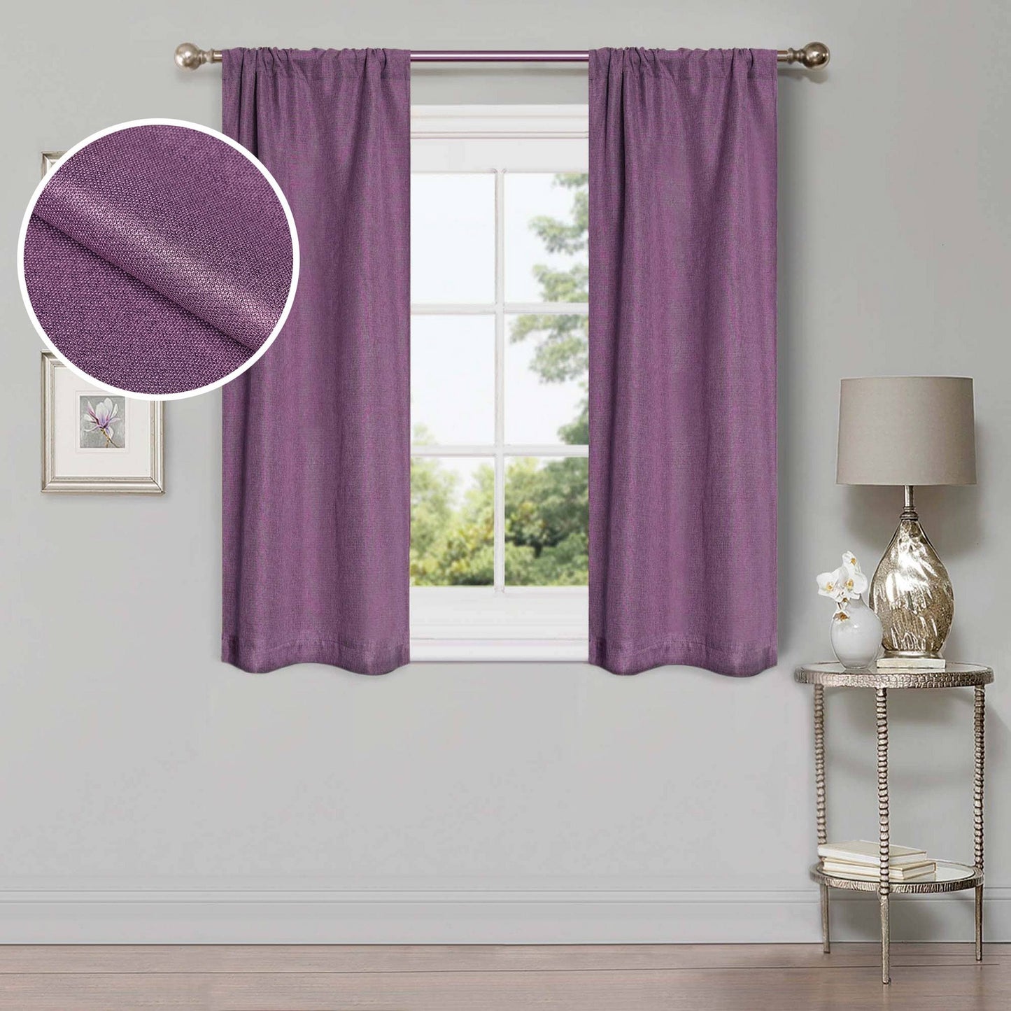 Superior Linen Washable Room Darkening Curtains, Set of 2 Panels
