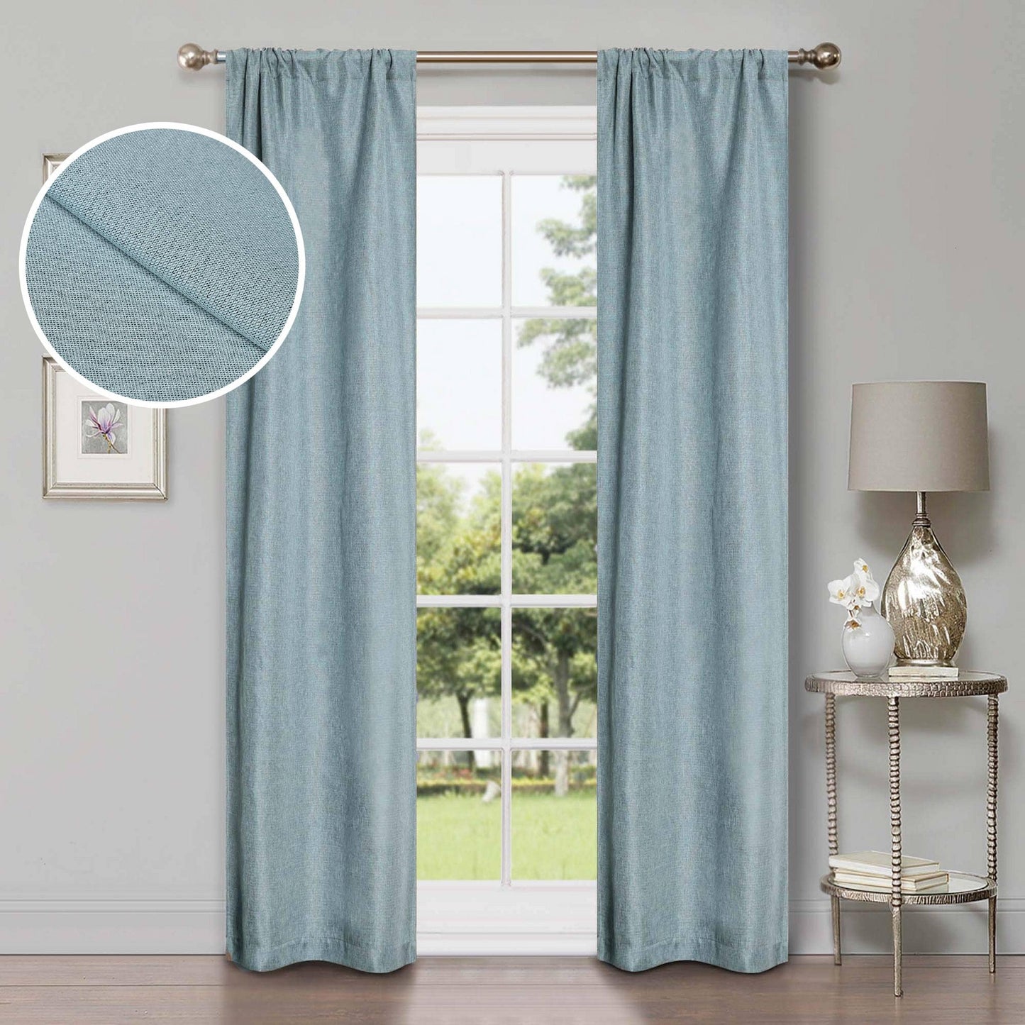 Superior Linen Washable Room Darkening Curtains, Set of 2 Panels