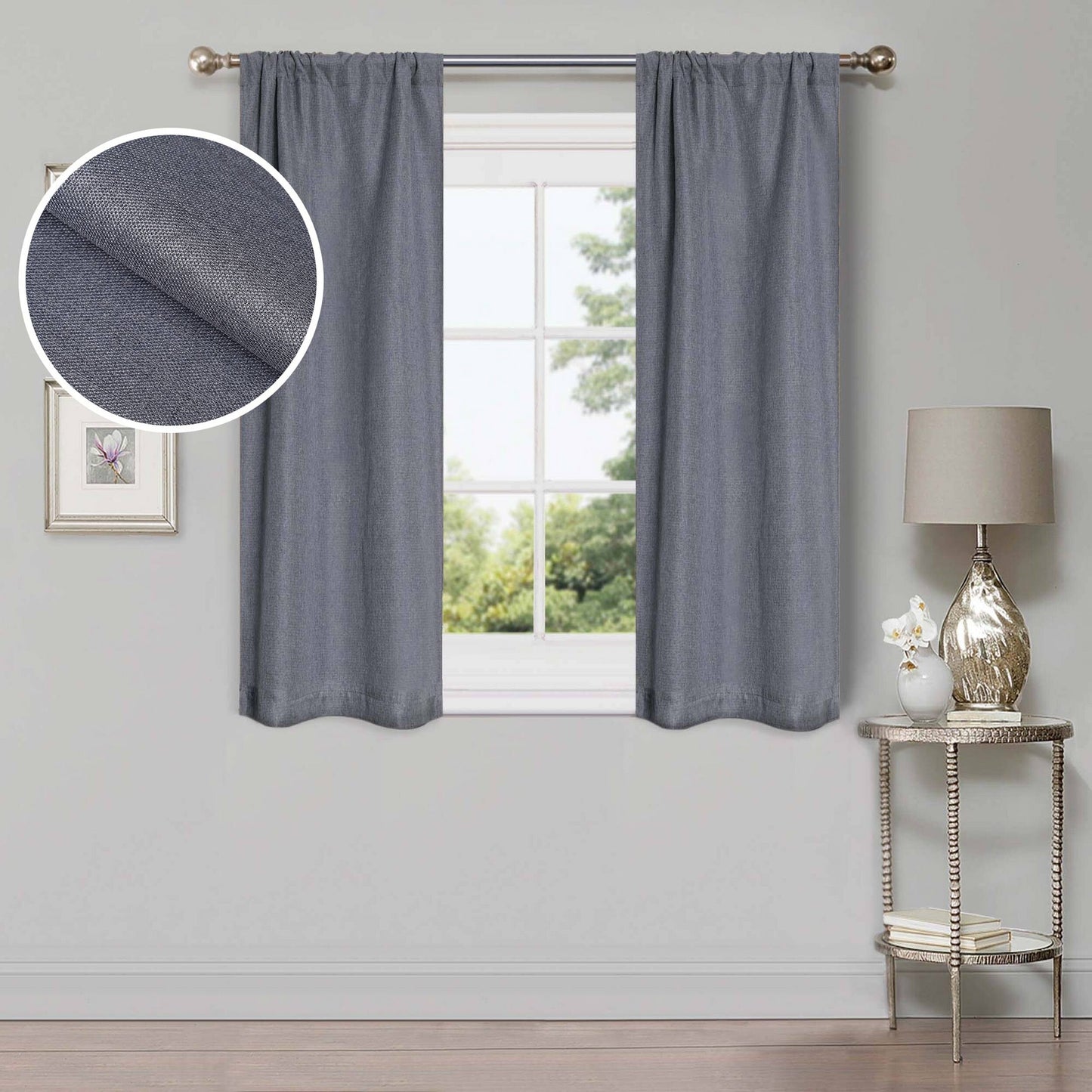 Superior Linen Washable Room Darkening Curtains, Set of 2 Panels