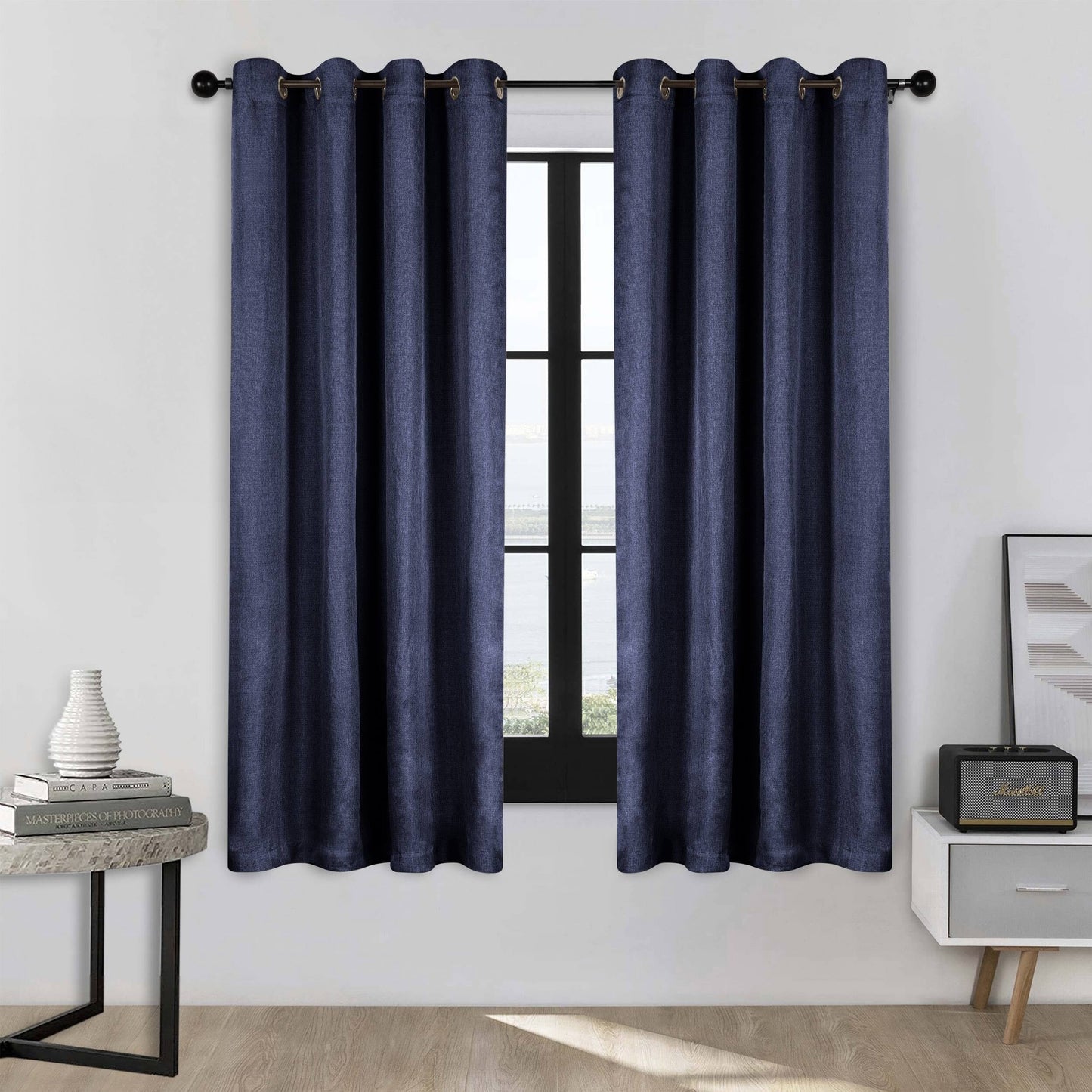 Superior Linen Washable Room Darkening Curtains, Set of 2 Panels