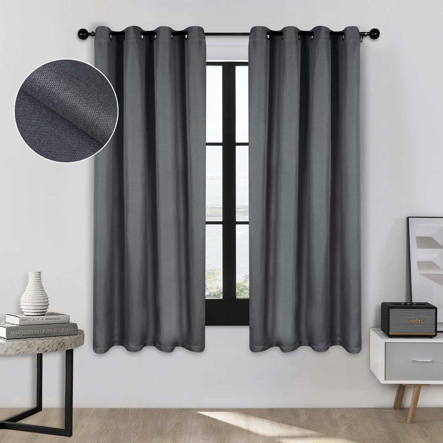 Superior Linen Washable Room Darkening Curtains, Set of 2 Panels