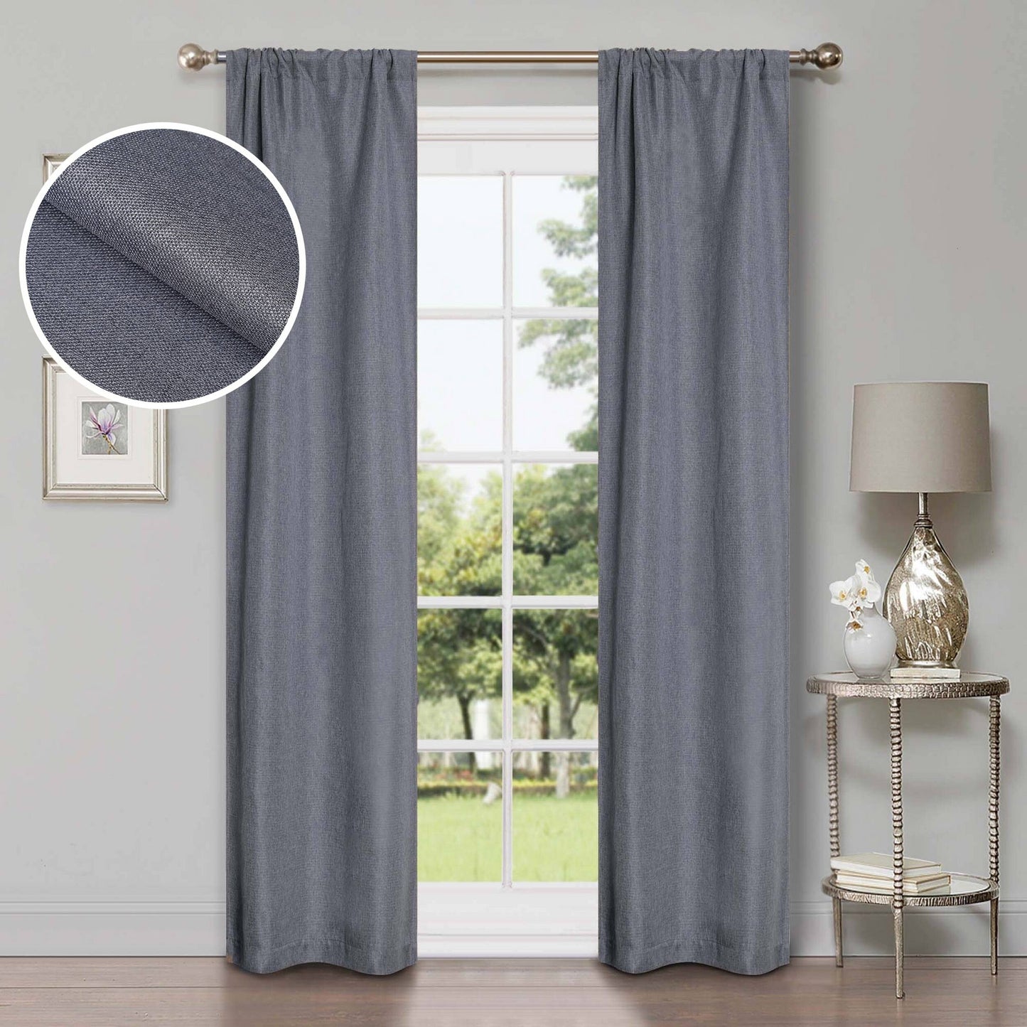 Superior Linen Washable Room Darkening Curtains, Set of 2 Panels