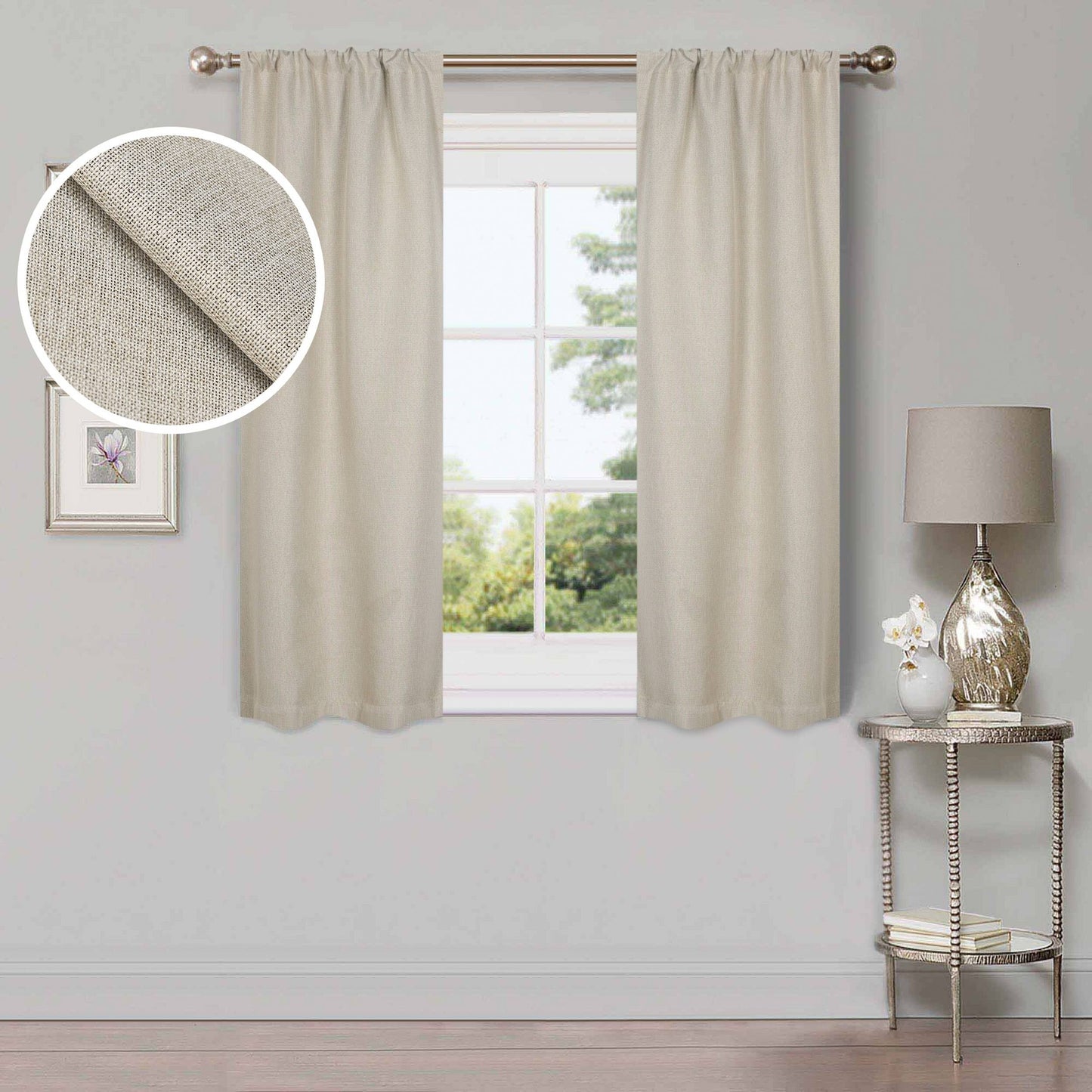 Superior Linen Washable Room Darkening Curtains, Set of 2 Panels