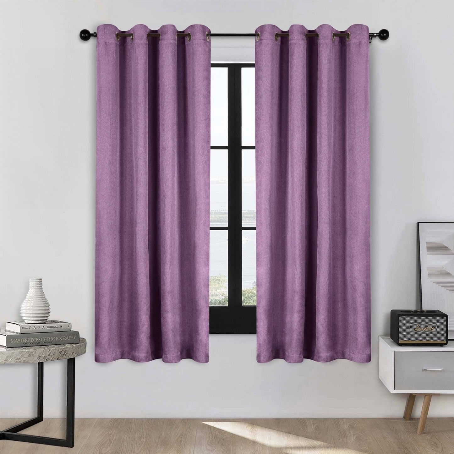 Superior Linen Washable Room Darkening Curtains, Set of 2 Panels