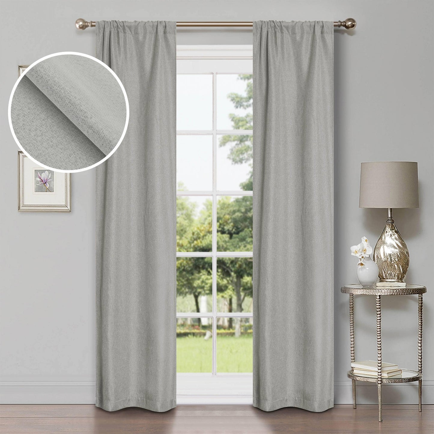 Superior Linen Washable Room Darkening Curtains, Set of 2 Panels