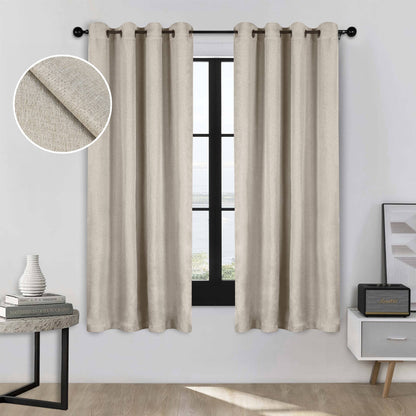 Superior Linen Washable Room Darkening Curtains, Set of 2 Panels