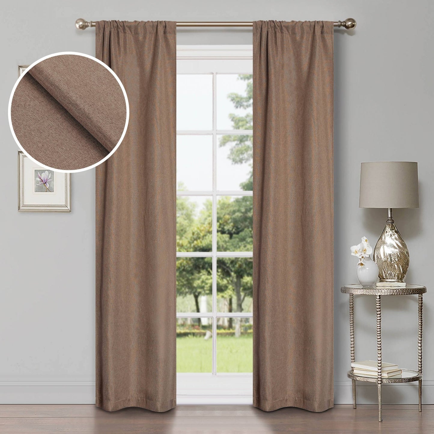 Superior Linen Washable Room Darkening Curtains, Set of 2 Panels