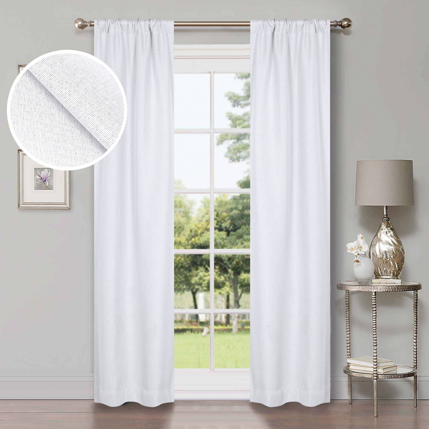 Superior Linen Washable Room Darkening Curtains, Set of 2 Panels