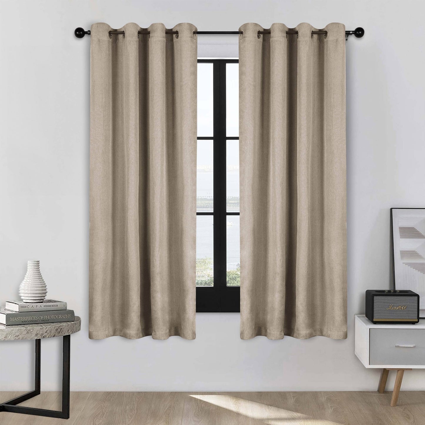 Superior Linen Washable Room Darkening Curtains, Set of 2 Panels