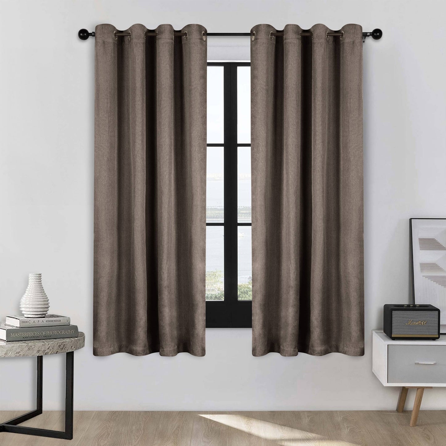 Superior Linen Washable Room Darkening Curtains, Set of 2 Panels