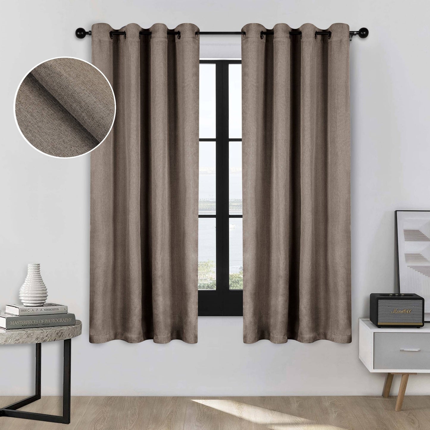 Superior Linen Washable Room Darkening Curtains, Set of 2 Panels