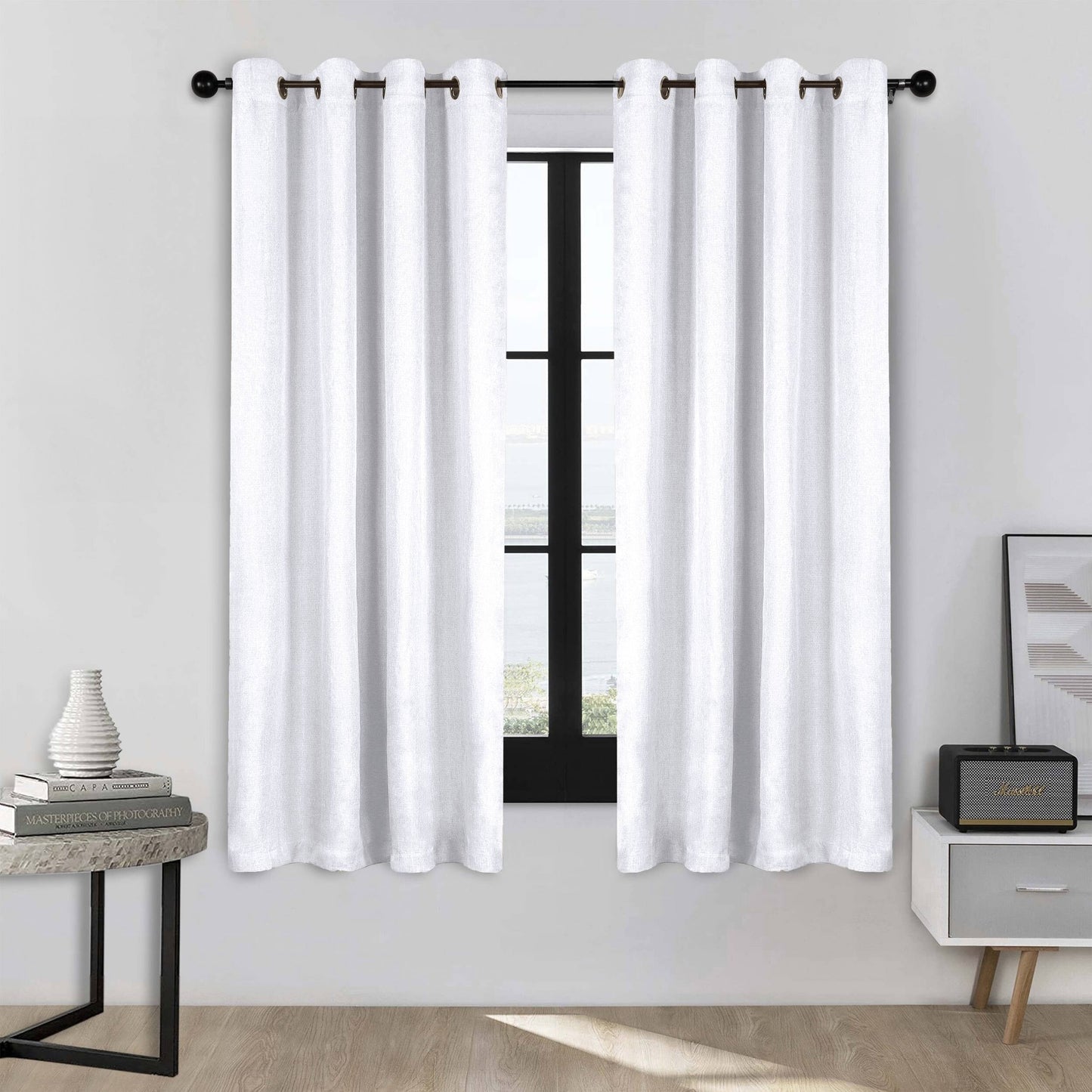 Superior Linen Washable Room Darkening Curtains, Set of 2 Panels