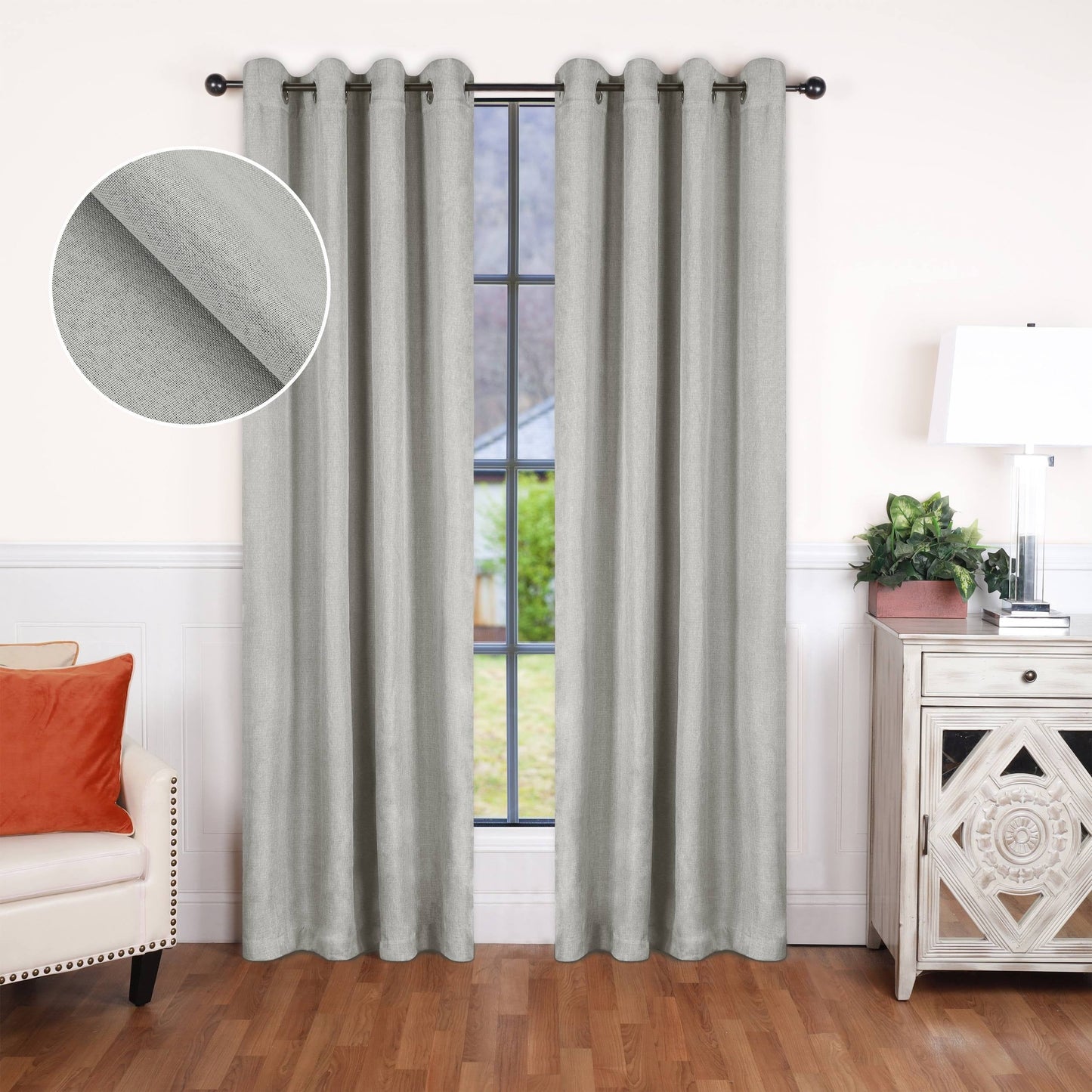 Superior Linen Washable Room Darkening Curtains, Set of 2 Panels