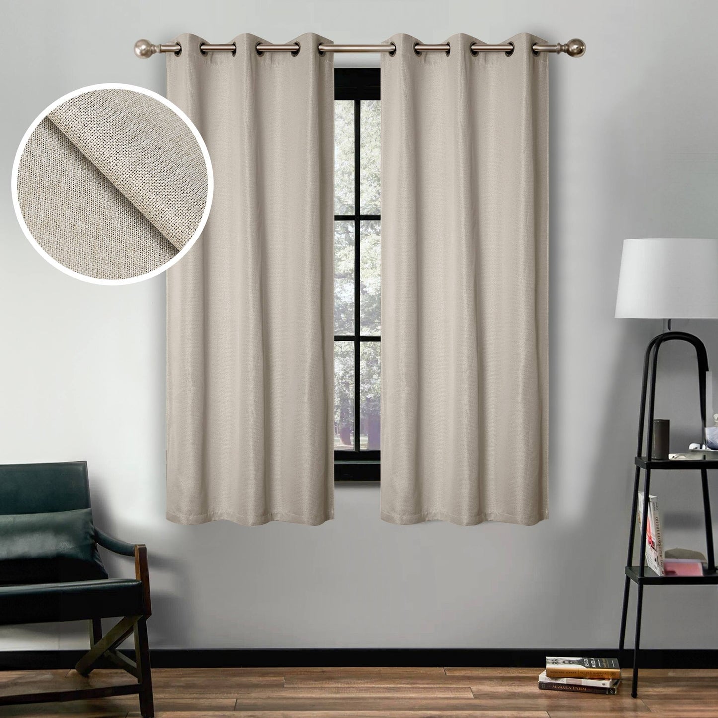 Superior Linen Washable Room Darkening Curtains, Set of 2 Panels