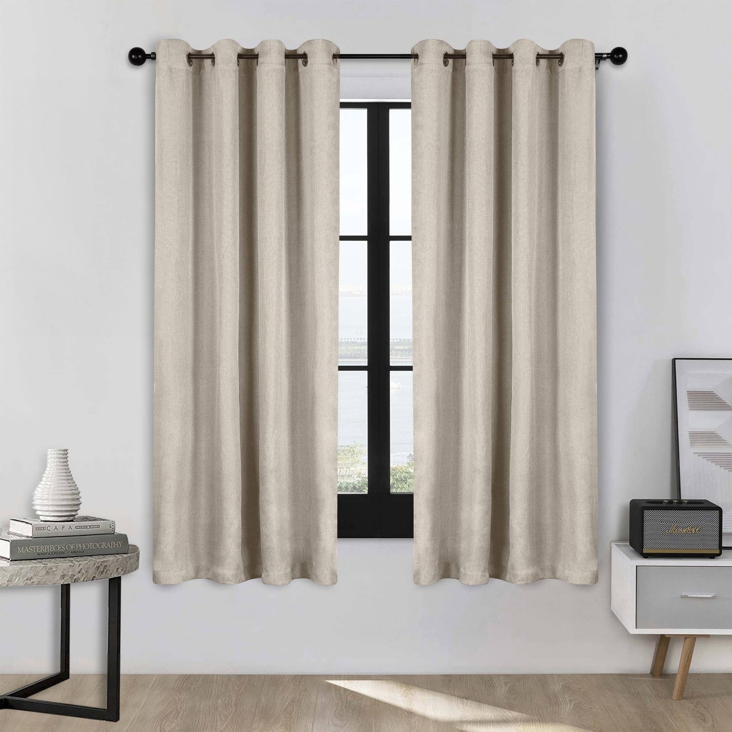 Superior Linen Washable Room Darkening Curtains, Set of 2 Panels