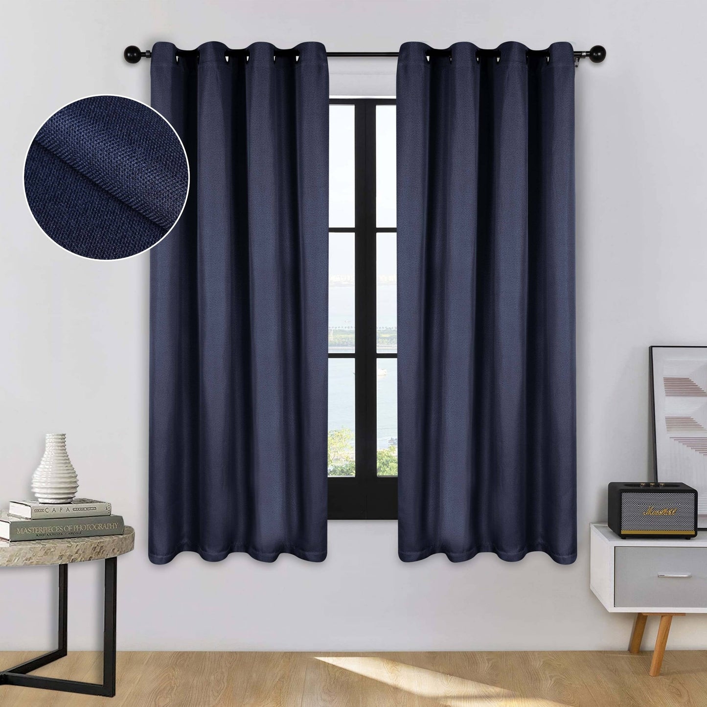 Superior Linen Washable Room Darkening Curtains, Set of 2 Panels