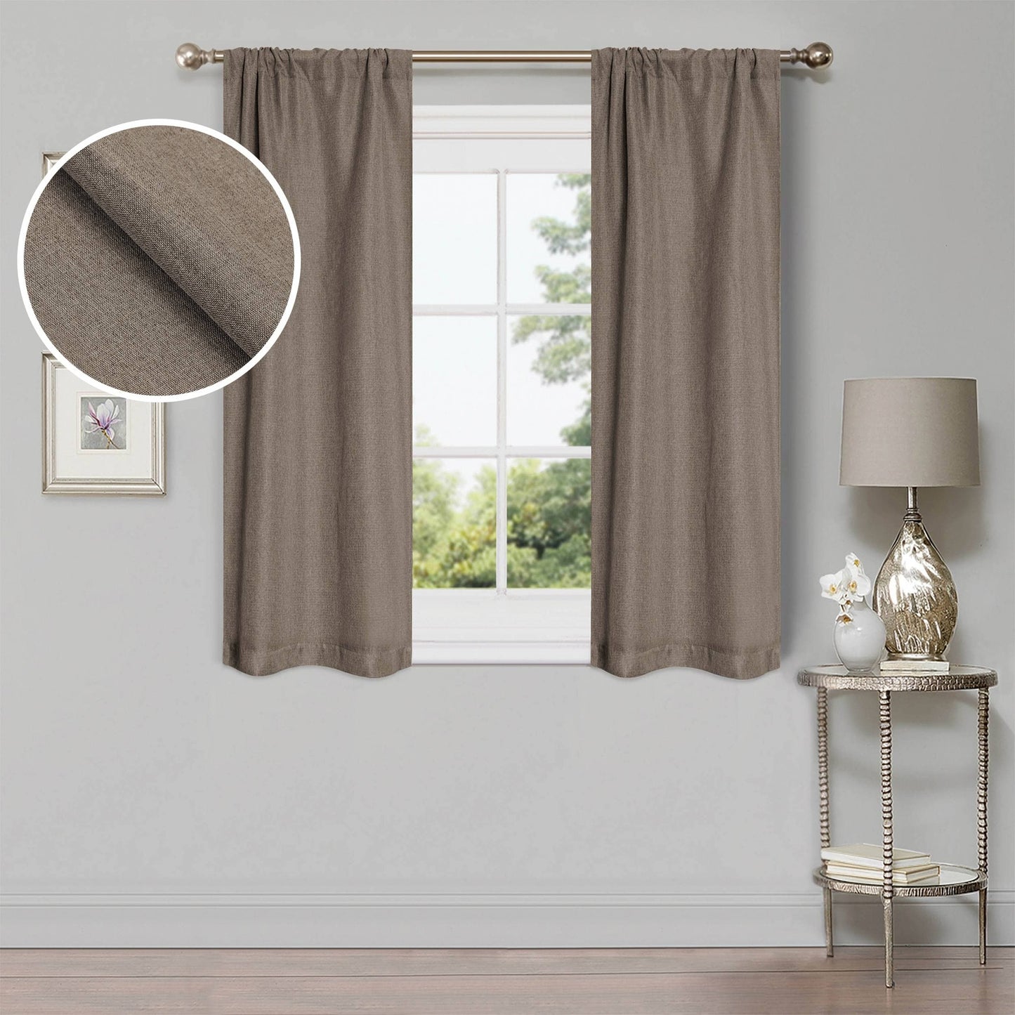 Superior Linen Washable Room Darkening Curtains, Set of 2 Panels