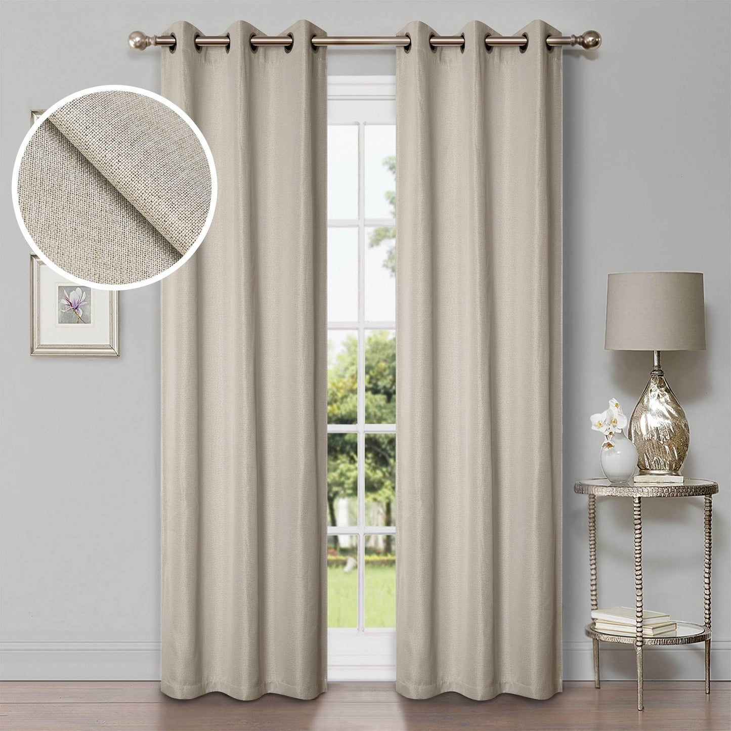 Superior Linen Washable Room Darkening Curtains, Set of 2 Panels