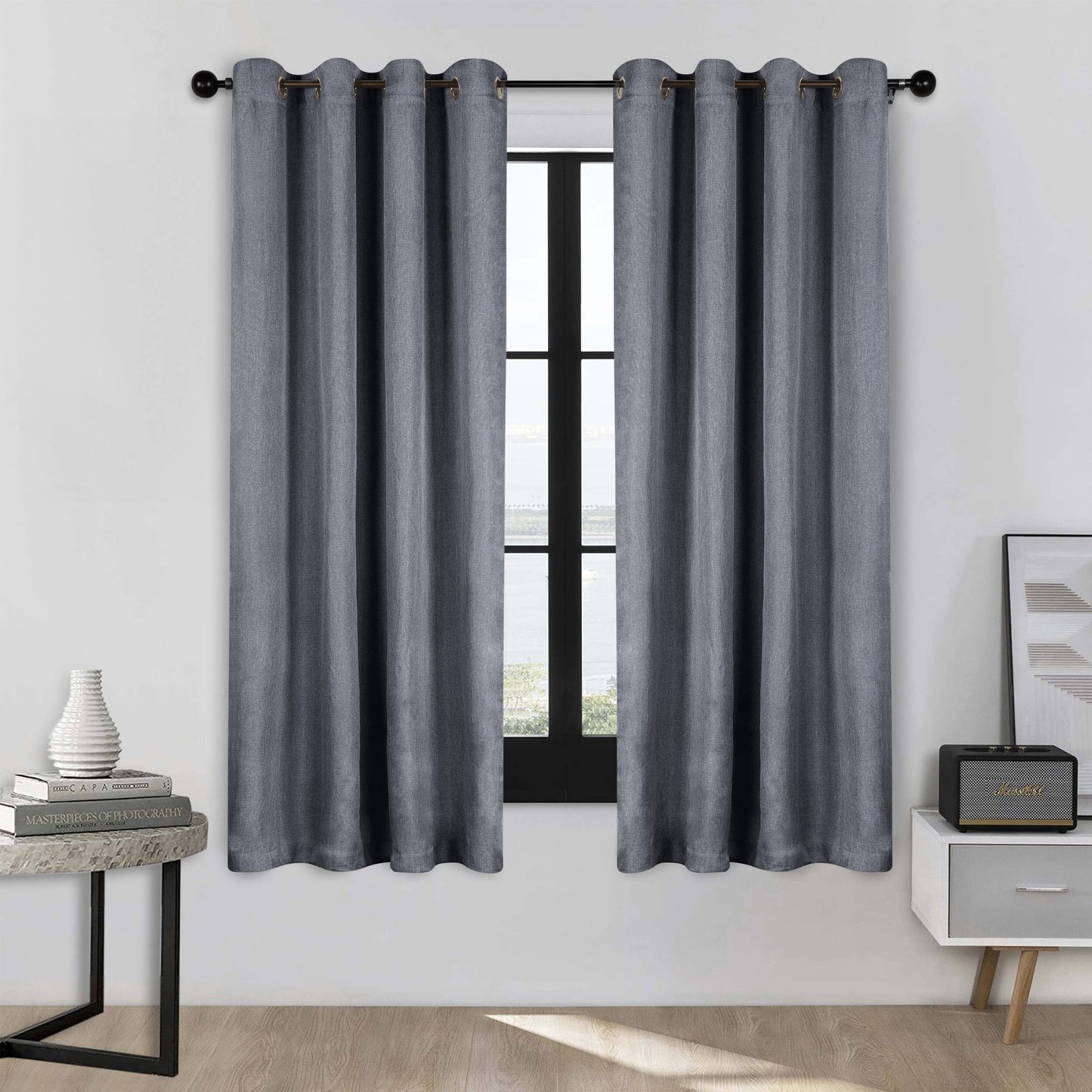 Superior Linen Washable Room Darkening Curtains, Set of 2 Panels