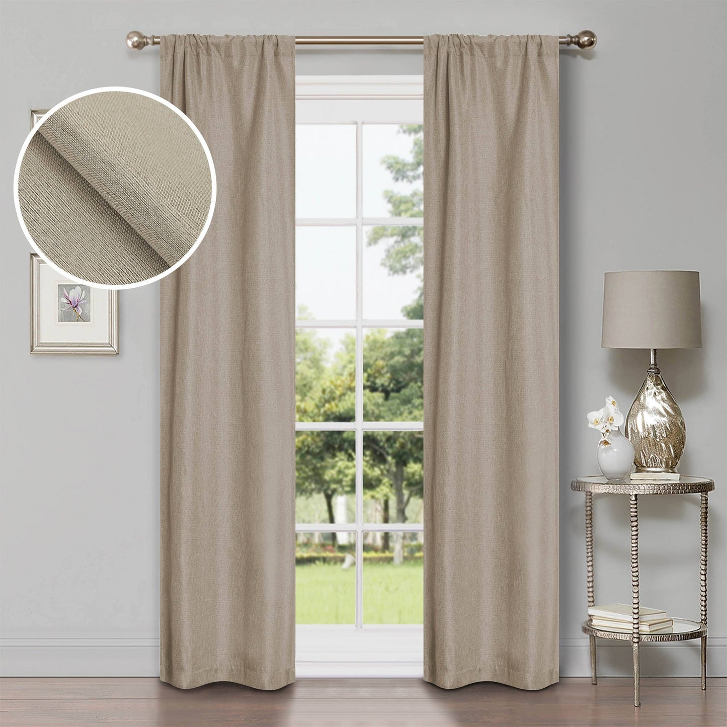 Superior Linen Washable Room Darkening Curtains, Set of 2 Panels