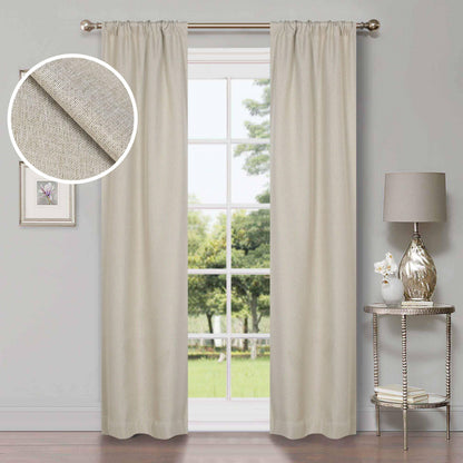 Superior Linen Washable Room Darkening Curtains, Set of 2 Panels