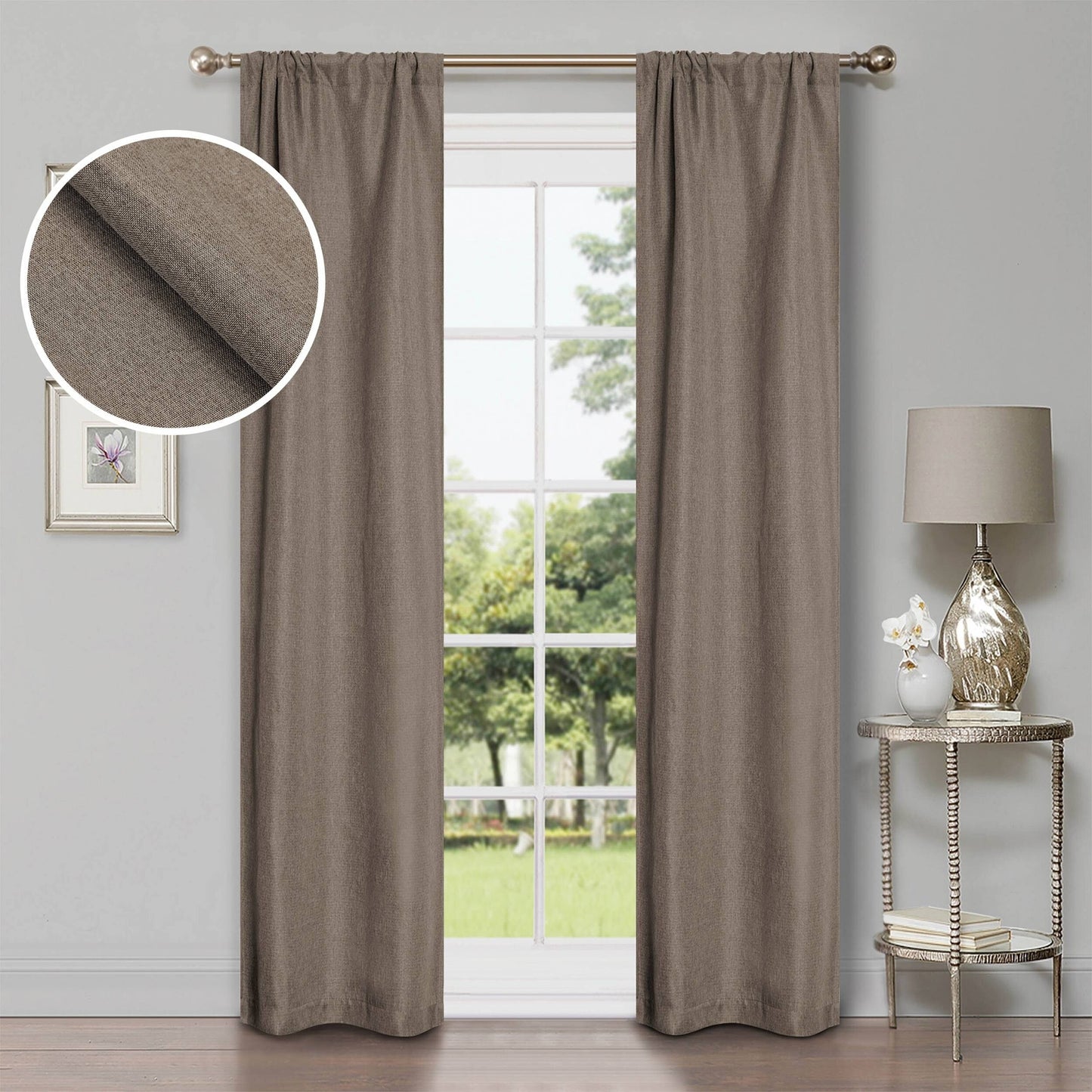 Superior Linen Washable Room Darkening Curtains, Set of 2 Panels