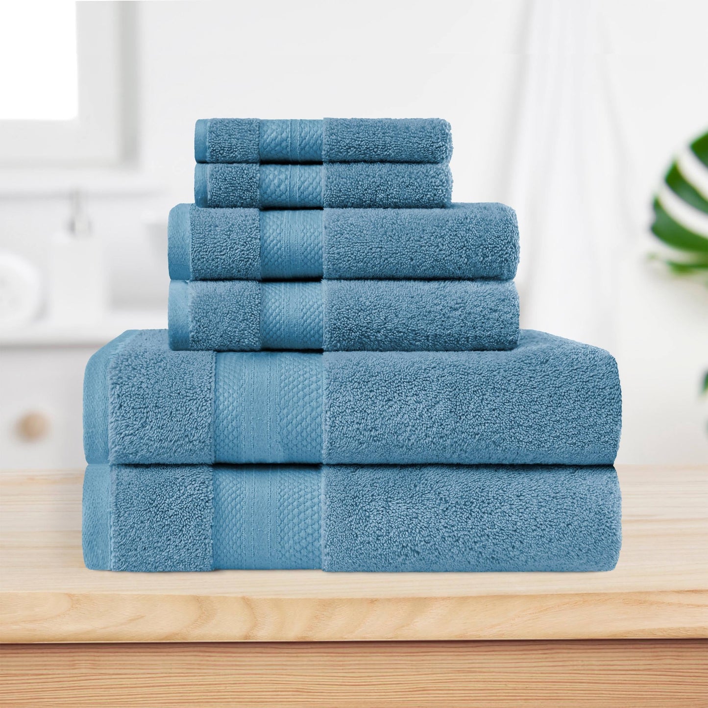 Superior Turkish Cotton 6 Piece Solid Plush Heavyweight Towel Set