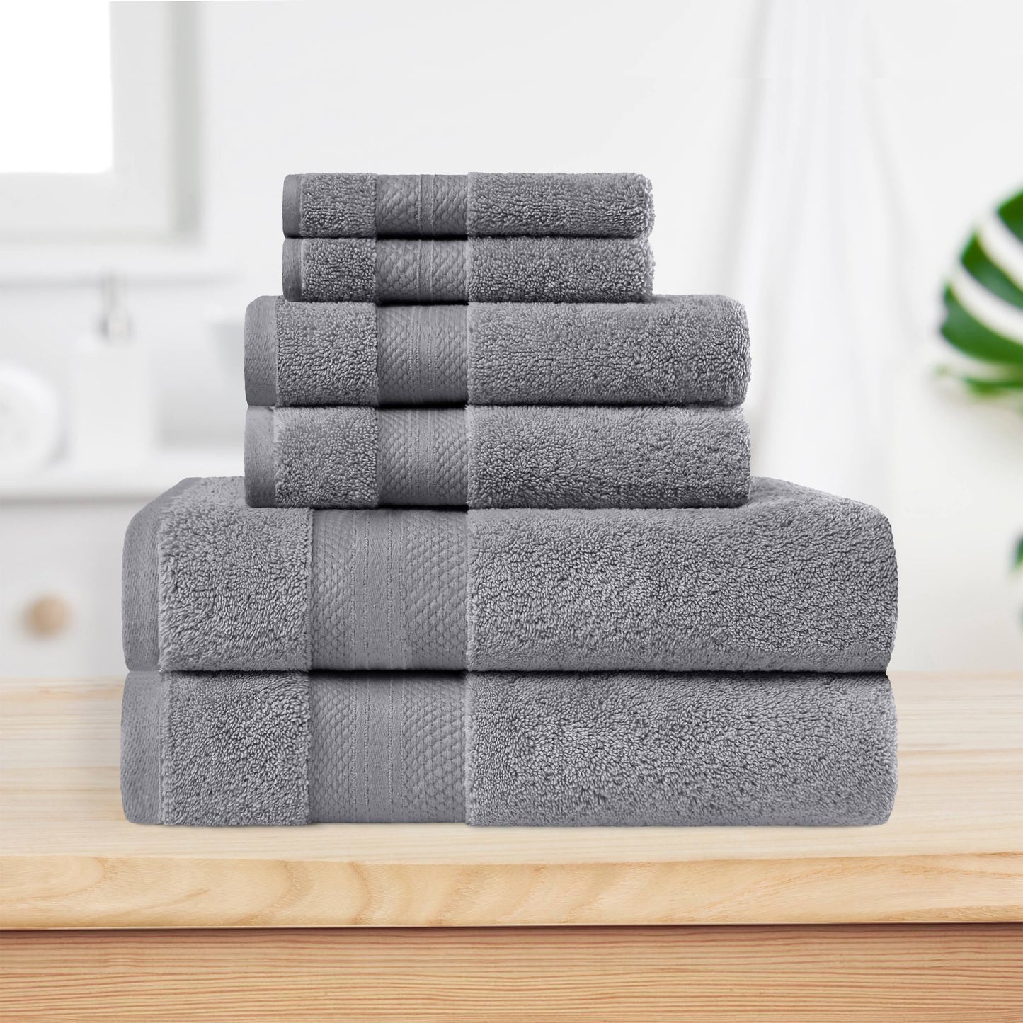 Superior Turkish Cotton 6 Piece Solid Plush Heavyweight Towel Set