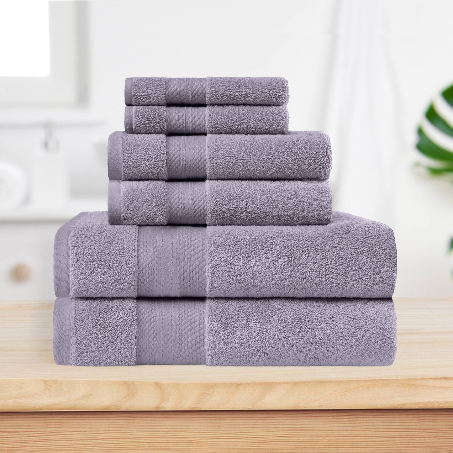 Superior Turkish Cotton 6 Piece Solid Plush Heavyweight Towel Set