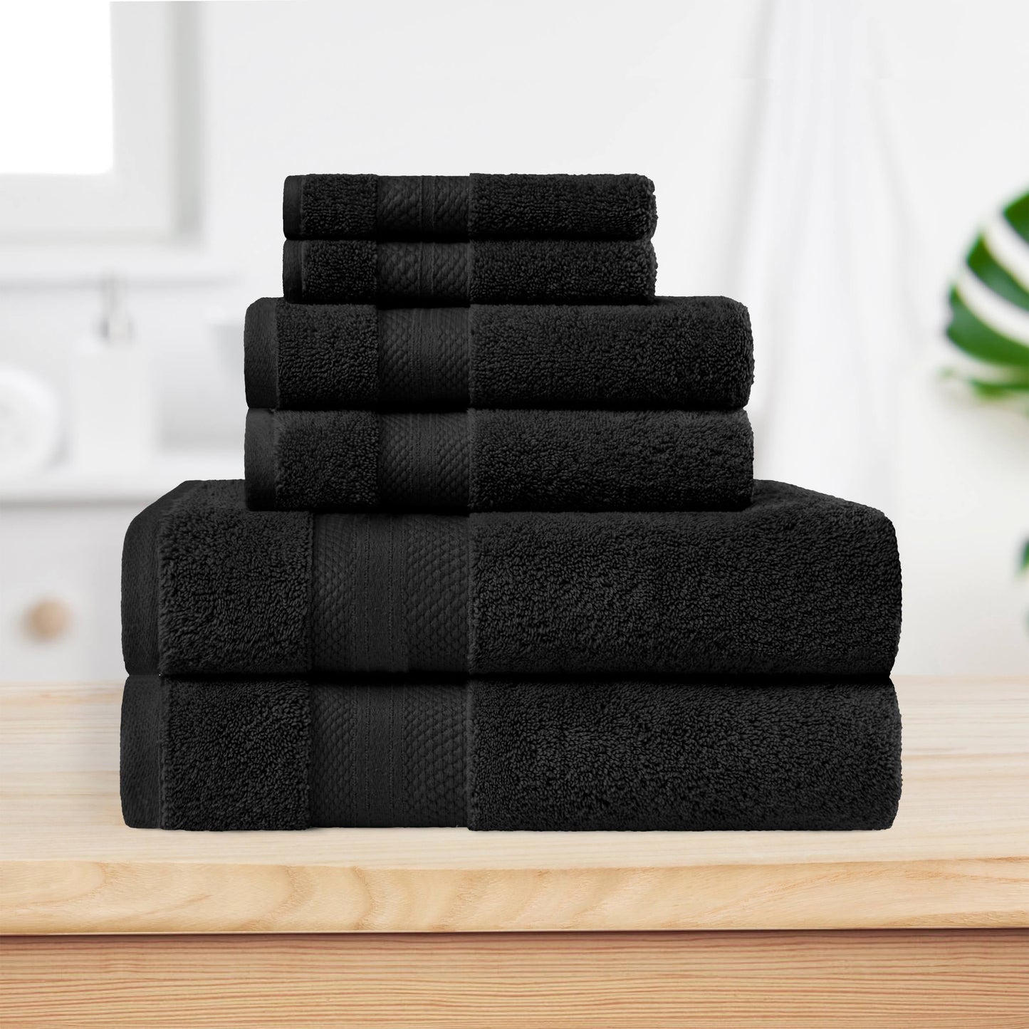 Superior Turkish Cotton 6 Piece Solid Plush Heavyweight Towel Set