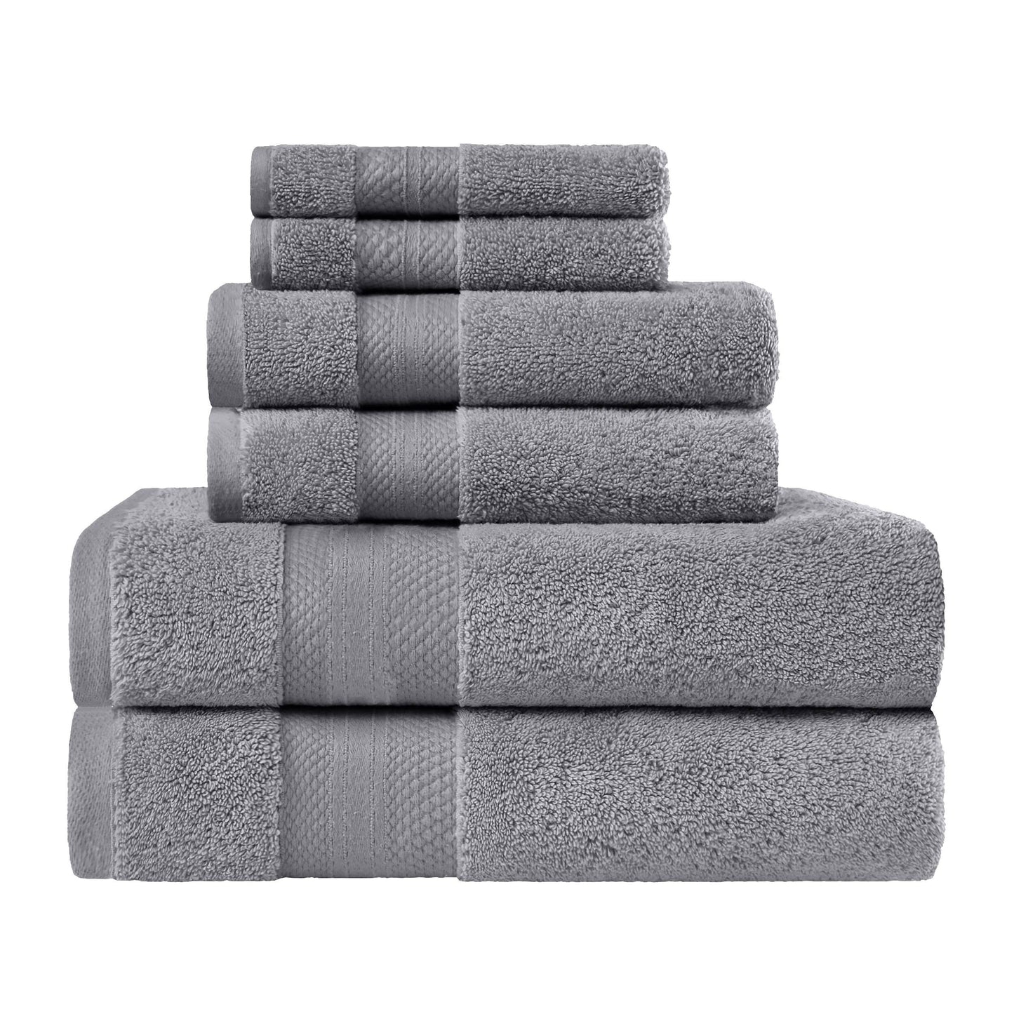 Superior Turkish Cotton 6 Piece Solid Plush Heavyweight Towel Set