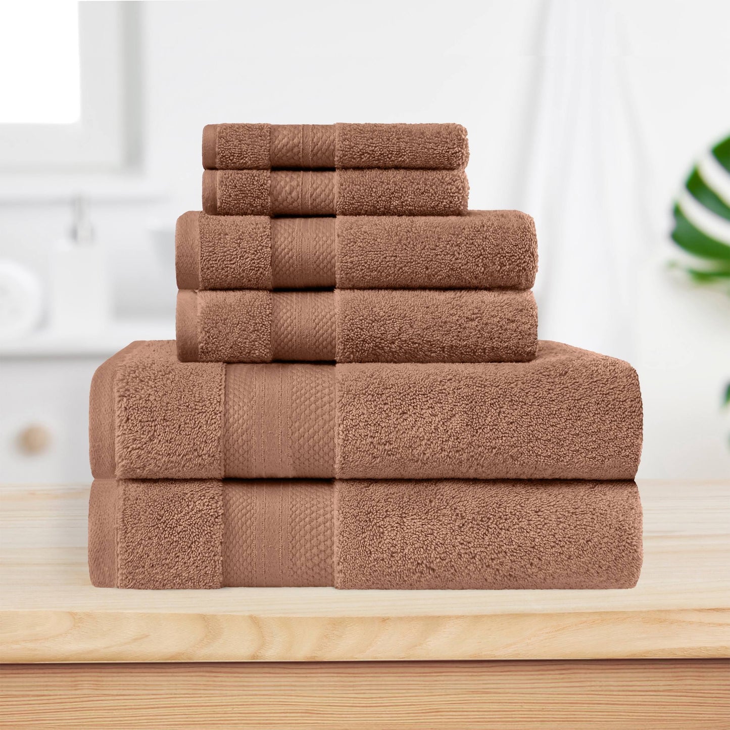 Superior Turkish Cotton 6 Piece Solid Plush Heavyweight Towel Set