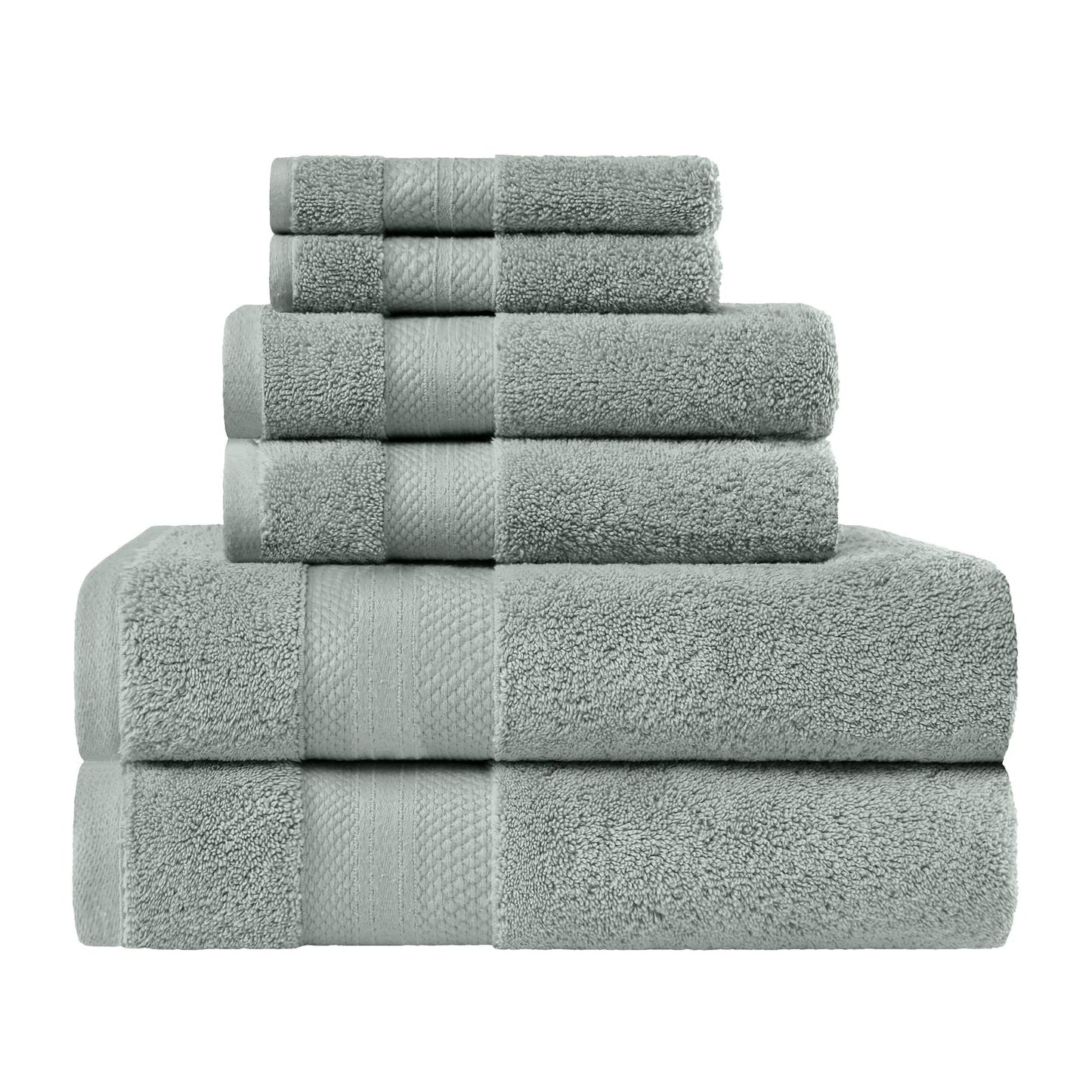 Superior Turkish Cotton 6 Piece Solid Plush Heavyweight Towel Set