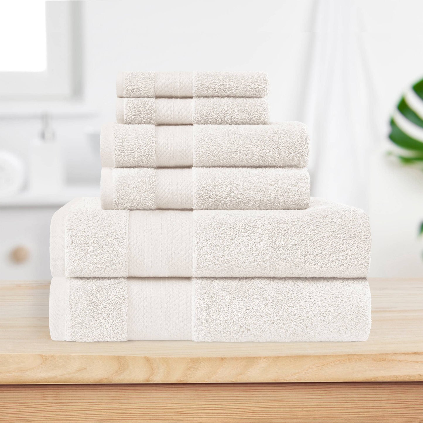 Superior Turkish Cotton 6 Piece Solid Plush Heavyweight Towel Set