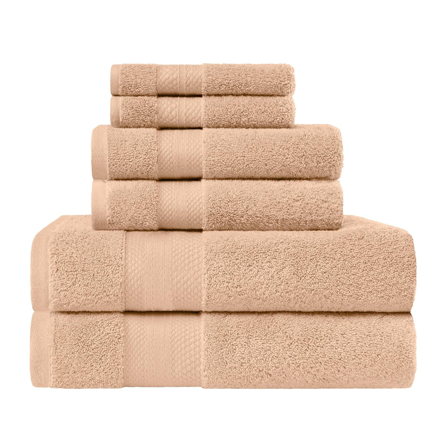 Superior Turkish Cotton 6 Piece Solid Plush Heavyweight Towel Set