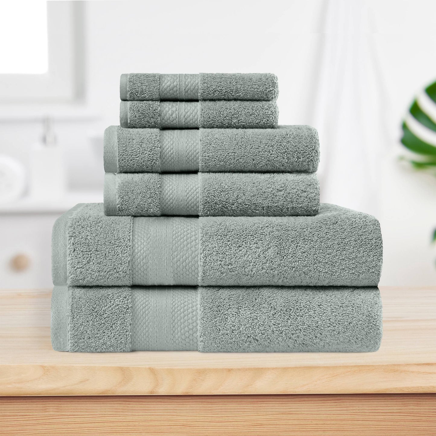 Superior Turkish Cotton 6 Piece Solid Plush Heavyweight Towel Set