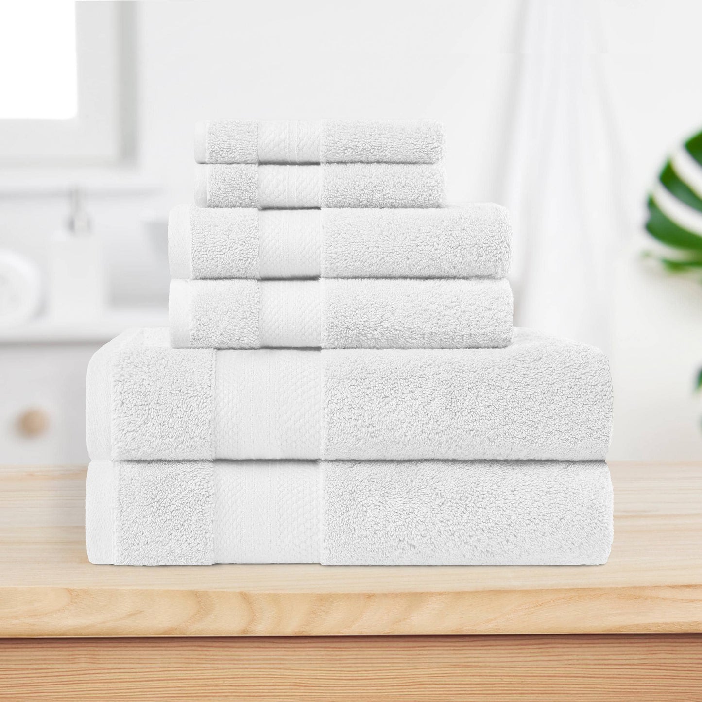 Superior Turkish Cotton 6 Piece Solid Plush Heavyweight Towel Set