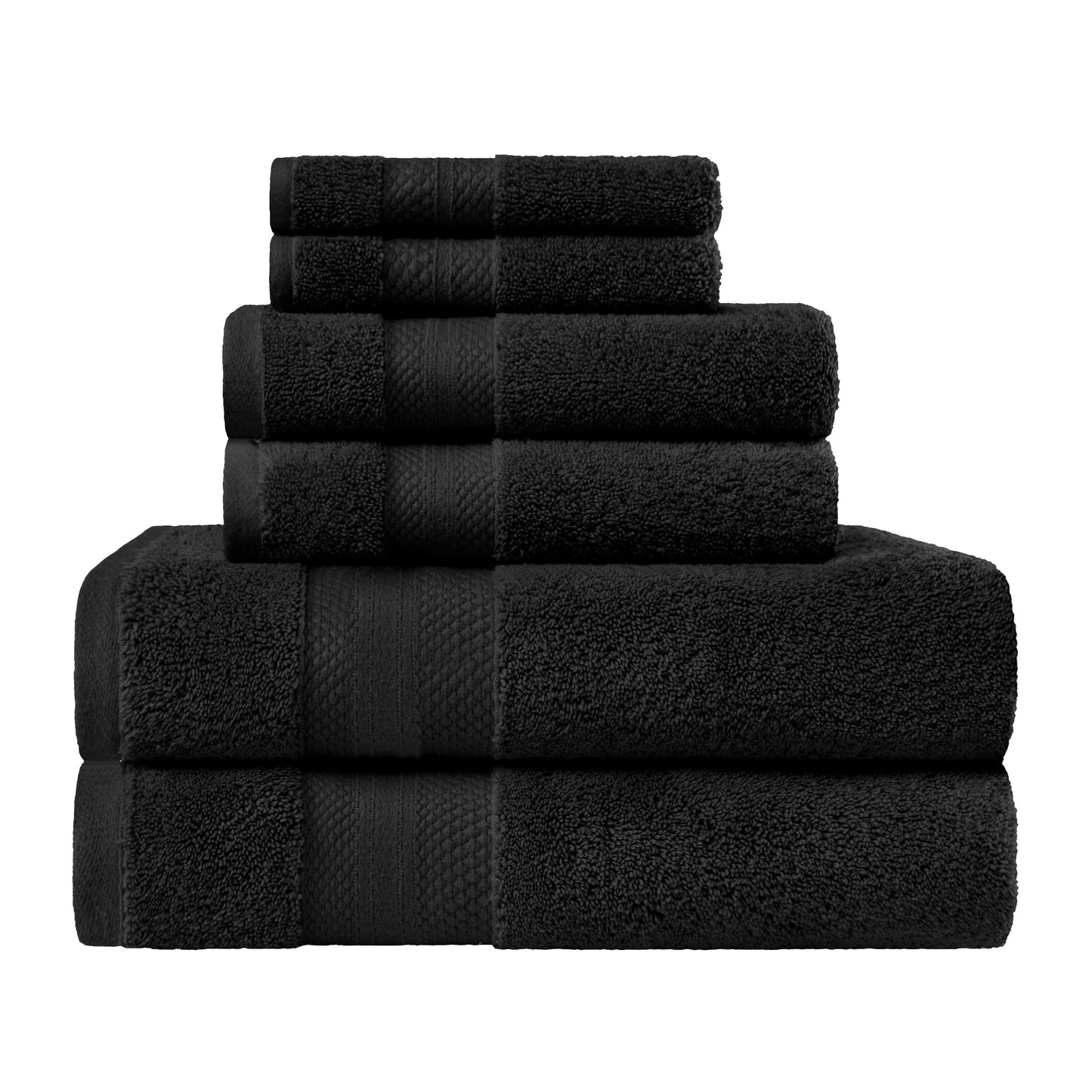 Superior Turkish Cotton 6 Piece Solid Plush Heavyweight Towel Set