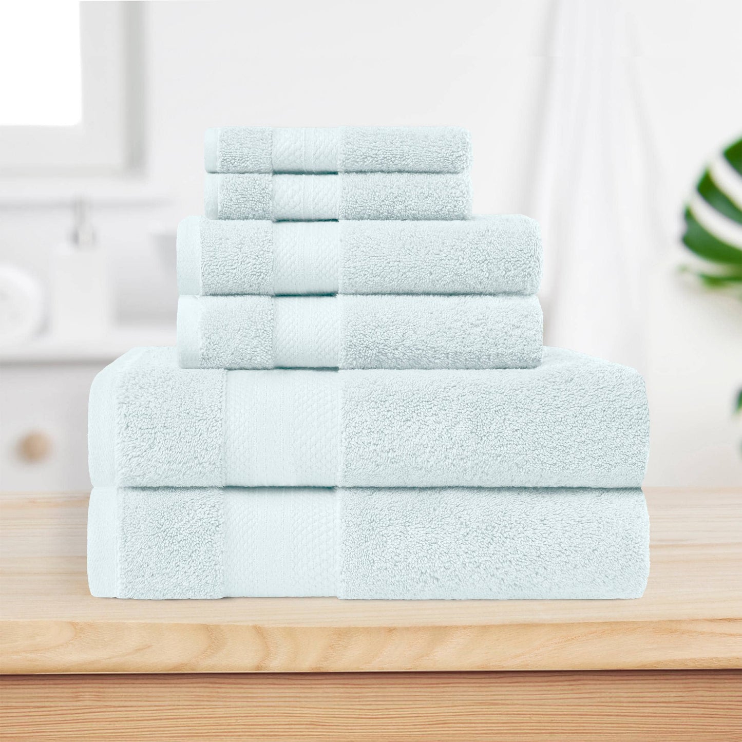Superior Turkish Cotton 6 Piece Solid Plush Heavyweight Towel Set
