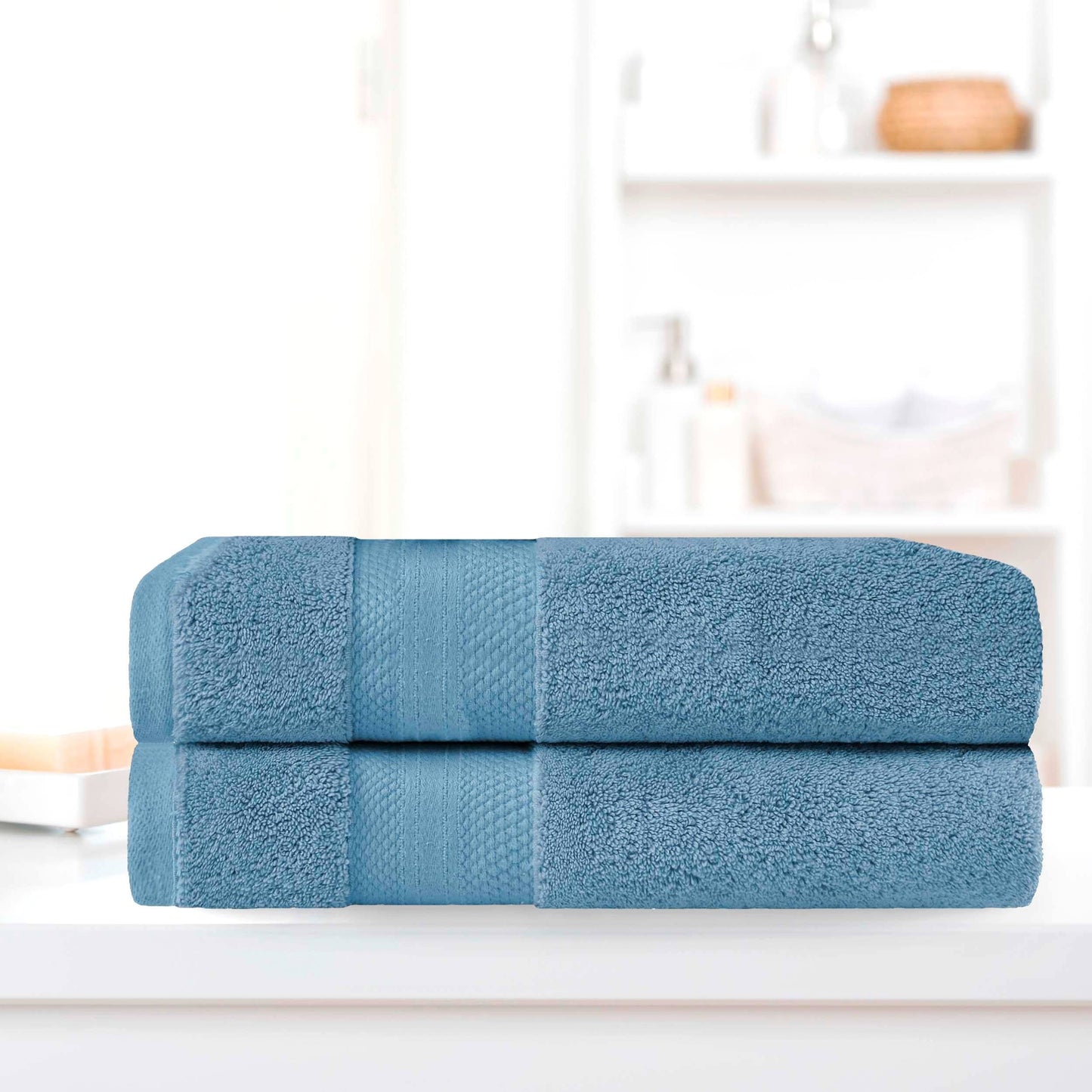 Superior Turkish Cotton Solid Heavyweight Bath Sheet Set of 2