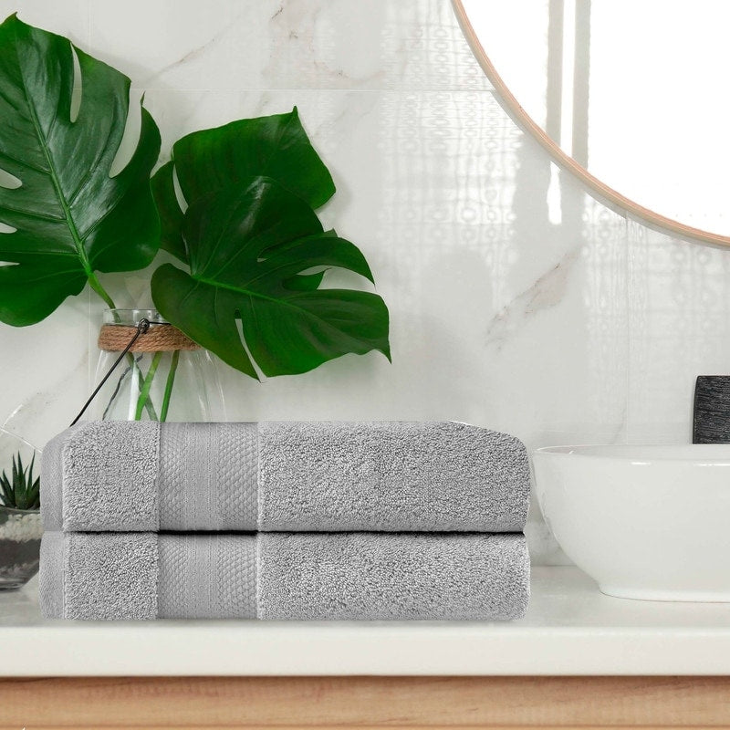 Superior Turkish Cotton Solid Heavyweight Bath Sheet Set of 2