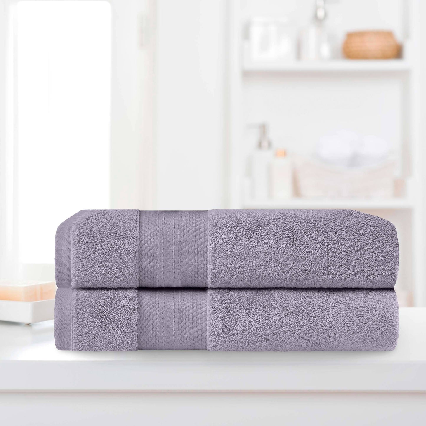 Superior Turkish Cotton Solid Heavyweight Bath Sheet Set of 2