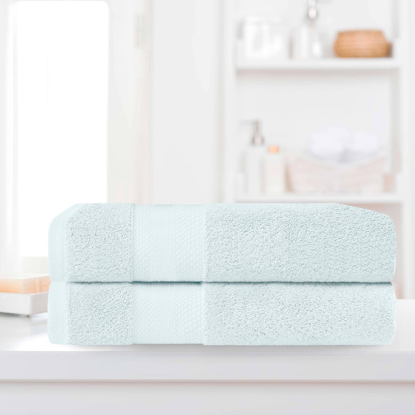 Superior Turkish Cotton Solid Heavyweight Bath Sheet Set of 2