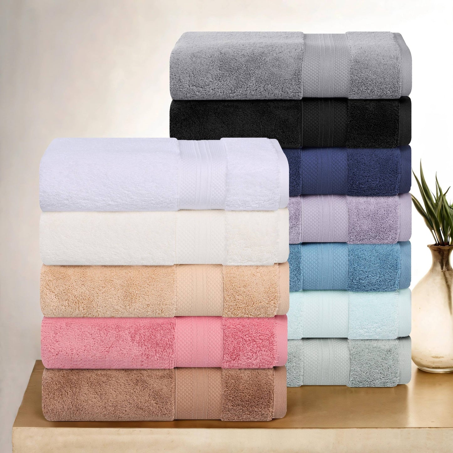 Superior Turkish Cotton Solid Heavyweight Bath Sheet Set of 2
