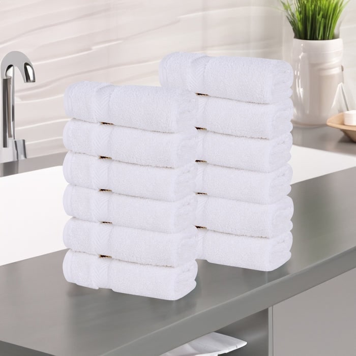 Superior Zero Twist Cotton Soft Absorbent Face Towel Washcloth Set of 12