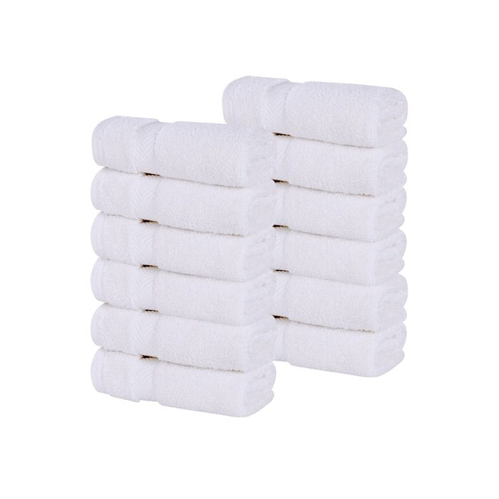 Superior Zero Twist Cotton Soft Absorbent Face Towel Washcloth Set of 12